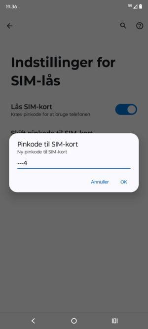 Indtast din Nye pinkode til SIM-kort og vælg OK