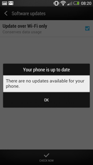 If your phone is up to date, select OK.