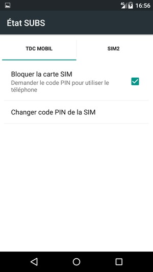 Sélectionnez SIM1 ou SIM2 et sélectionnez Changer code PIN de la SIM