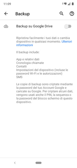 Attiva Backup su Google Drive