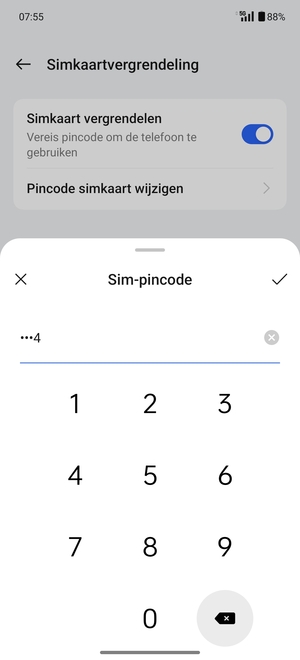 Voer uw Oude sim-pincode in en selecteer OK