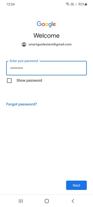 Enter your Gmail password and select Next