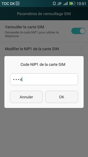 Saisissez votre Vieux code NIP de la carte SIM et sélectionnez OK