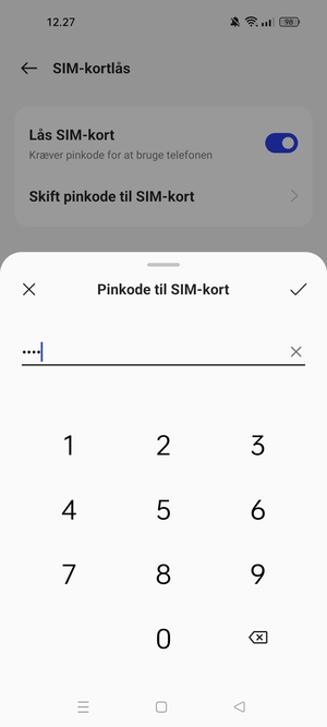 Indtast Nuværende pinkode til SIM-kort og vælg OK