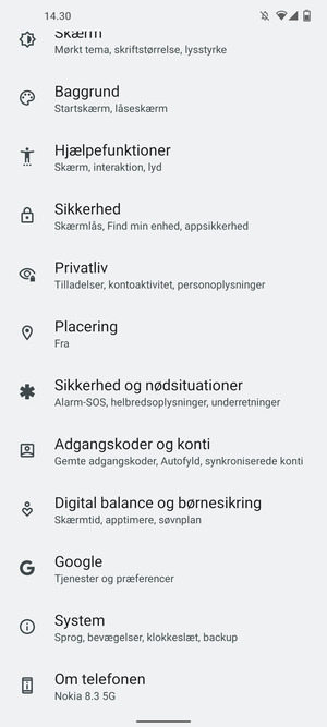 Scroll til og vælg Sikkerhed