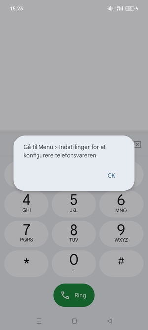 Hvis din telefonsvarer ikke er sat op, vælg OK