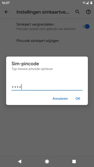 Bevestig uw nieuwe Sim-pincode en selecteer OK