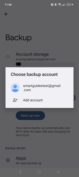 Select your backup account