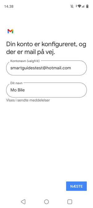 Giv din konto et navn og indtast dit navn. Vælg NÆSTE