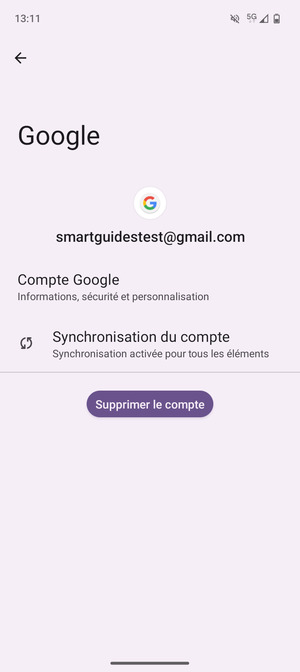 Sélectionnez Synchronisation du compte