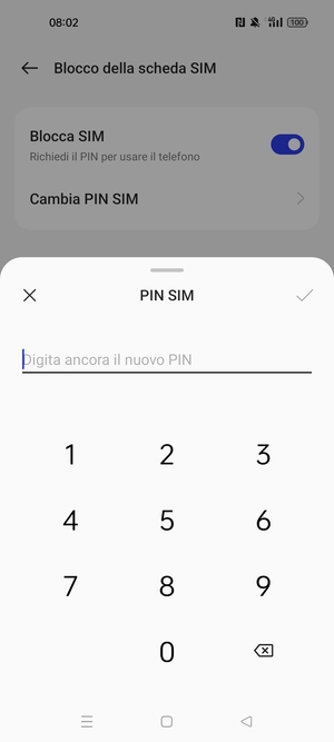Conferma il nuovo PIN SIM e seleziona OK