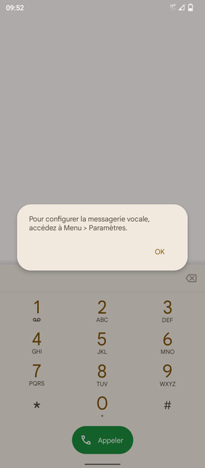 Si votre messagerie vocale n'est pas configurée, sélectionnez OK