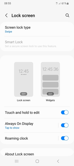 Select Screen lock type