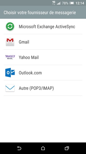 Sélectionnez Gmail ou Hotmail (Outlook.com)