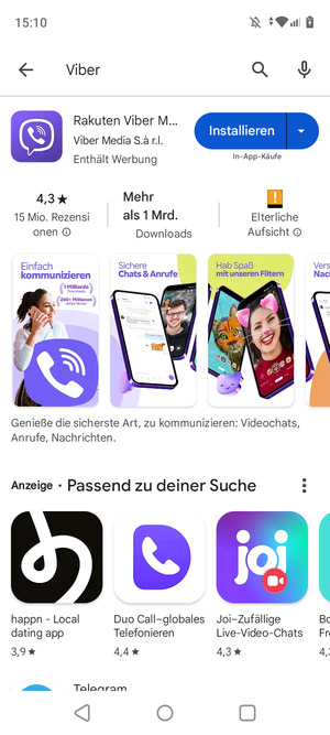 Wählen Sie die App