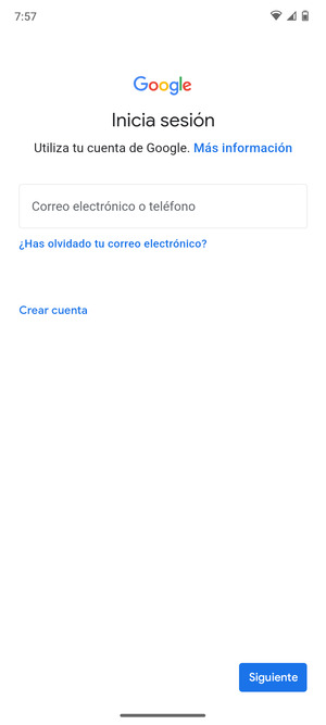 Introduzca su dirección de Gmail y seleccione Siguiente