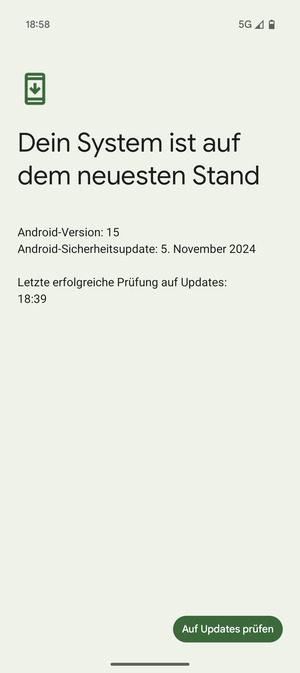 Falls Ihr Handy aktualisiert ist, wird Ihnen der folgende Bildschirm angezeigt