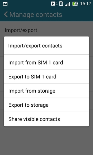 Select Import from SIM 1 card