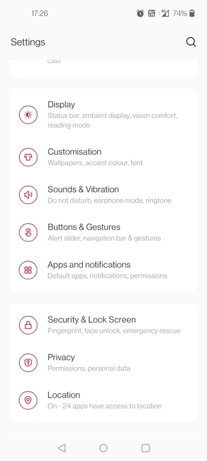 Scroll to and select Security & Lock Screen