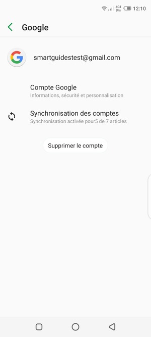 Sélectionnez Synchronisation des comptes