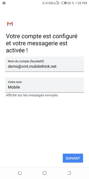 Donnez un nom à votre compte et saisissez votre nom. Sélectionnez SUIVANT