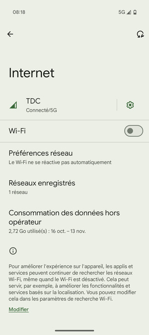 Activer le Wi-Fi