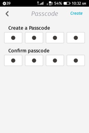 Enter a password twice and select Create
