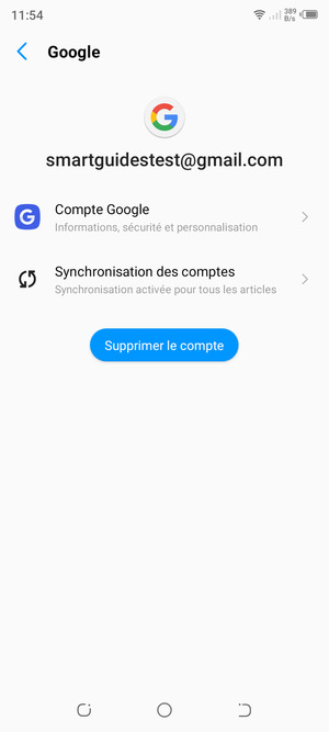 Sélectionnez Synchronisation des comptes