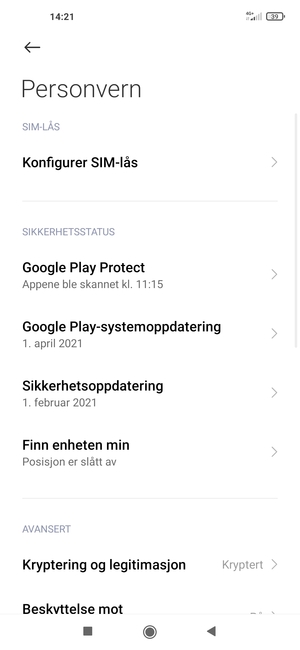 Velg Google Play-systemoppdatering