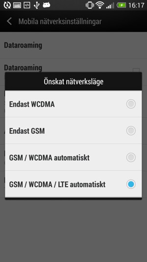Välj GSM / WCDMA / LTE automatiskt för att aktivera 4G