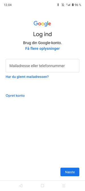 Indtast din Gmail adresse og vælg Næste