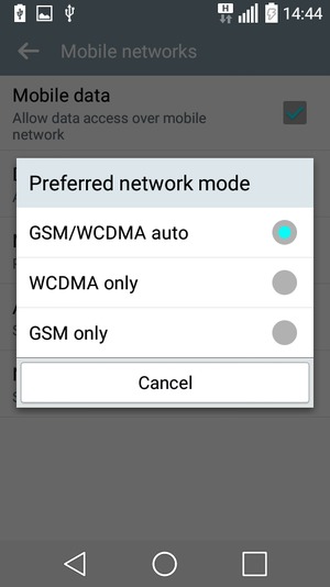 Select GSM only to enable 2G and GSM/WCDMA auto  to enable 3G