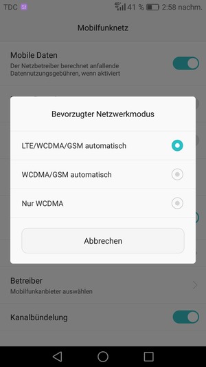 Wählen Sie WCDMA/GSM automatisch, um 3G zu aktivieren und LTE/WCDMA/GSM automatisch, um 4G zu aktivieren