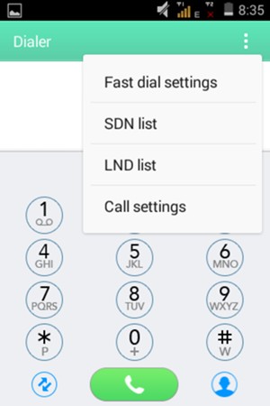 Select the Menu button and select Call settings