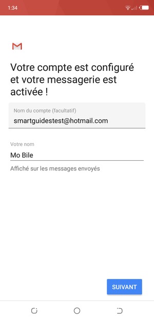 Donnez un nom à votre compte et saisissez votre nom. Sélectionnez SUIVANT