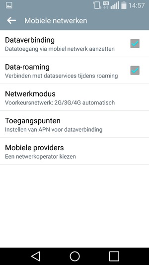 Schakel Data-roaming in of uit