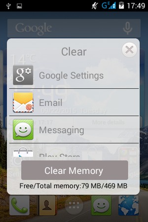 Select Clear Memory to close all running apps
