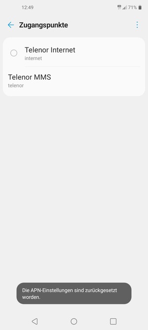 Ihr Handy wird auf Standard-Einstellungen für Internet und MMS zurückgestellt