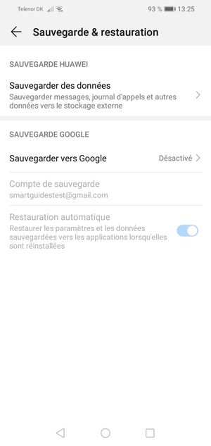 Sélectionnez Sauvegarder vers Google