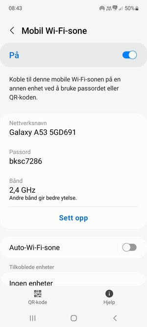 Telefonen din er konfigurert for bruk som et modem