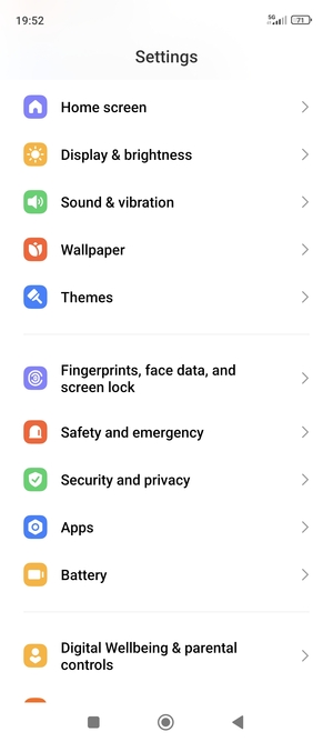 Scroll to and select Fingerprints, face data, and screen lock