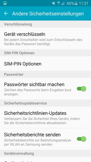 Wählen Sie SIM-PIN Optionen