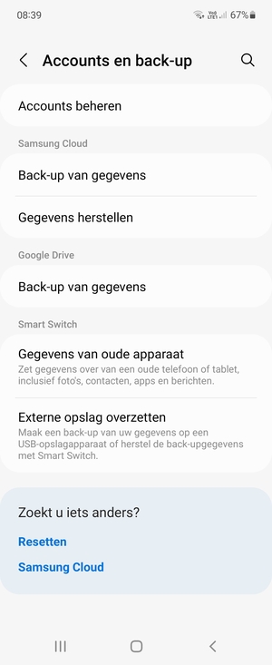 Scroll naar Google Drive en selecteer Back-up van gegevens