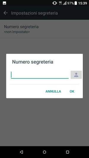 Inserisci il numero della segreteria telefonica e seleziona OK