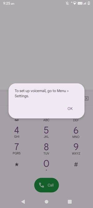 If your voicemail is not set up, select OK