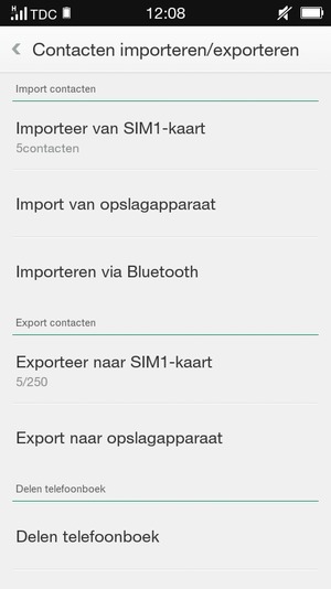 Selecteer Importeer van SIM1-kaart of Importeer van SIM2-kaart