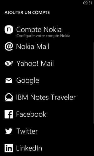 Sélectionnez Google pour Gmail ou Compte Microsoft pour Hotmail
