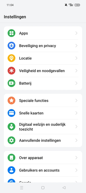 Scroll naar en selecteer Beveiliging en privacy