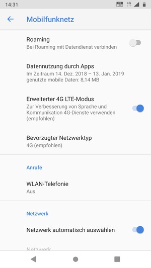 Wählen Sie Bevorzugter Netzwerktyp