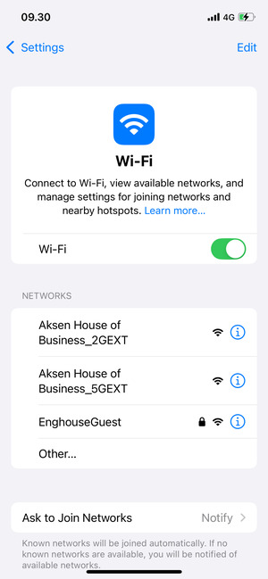 Select the wireless network you want to connect to